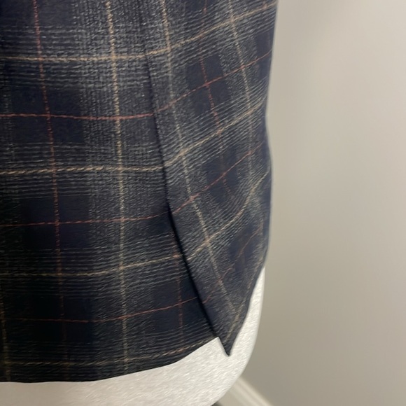 Weekend Max Mara Single Breasted Blazer Size 6 Plaid Navy Business Italy - Picture 4 of 7